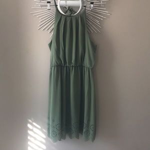 Olive green Francessca’s midi dress